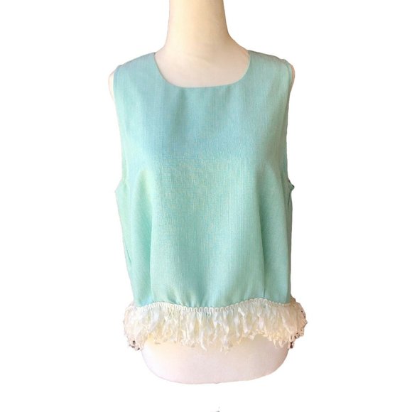 Love Sadie NWT Fringed Sleeveless Top Scoop-Neck Boho M - Picture 1 of 8
